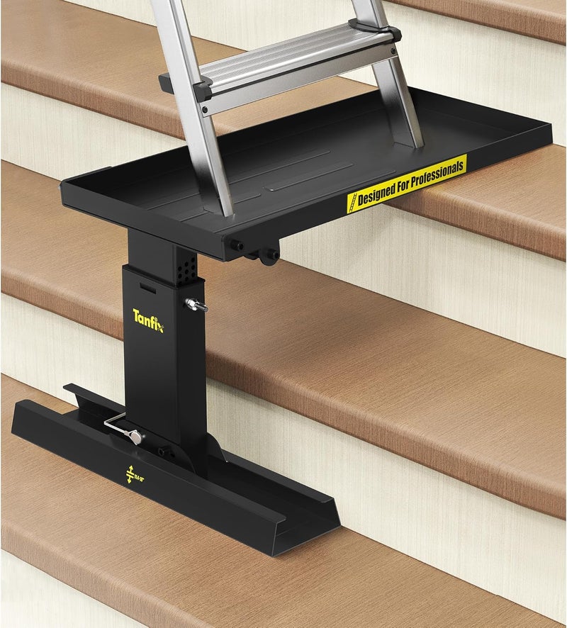 Tanfix Foldable | Heavy-Duty Ladder Extender Pro, High Strength Steel Material Design Ladder Extension Pro for Stairs w/Non-Slip Mat, 9.5-15" Adjustable Height, Applicable Feet Spacing 25" - Image 1